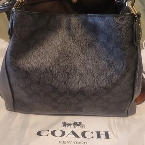 Coach Edie 31 Midnight Blue Signature Shoulder Bag